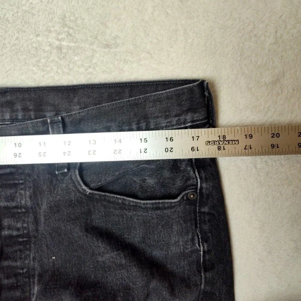 Levis 501 Jeans Mens 34x29 Black Straight Charcoal Wash Distressed Button Fly